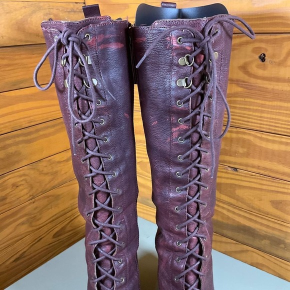 Nine West Vintage America Valory Riding Boot Womens 11M Purple Leather Knee High - Picture 3 of 16